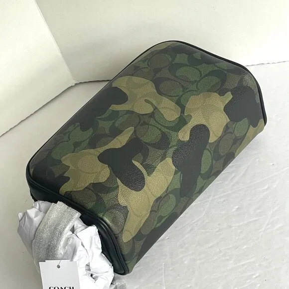 Coach Small Travel Kit Camo Print CM034 Signature Canvas Dopp Bag Toiletry Green - Picture 8 of 8
